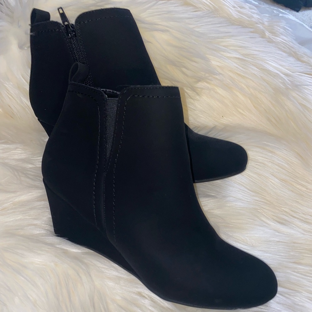 Black suede booties